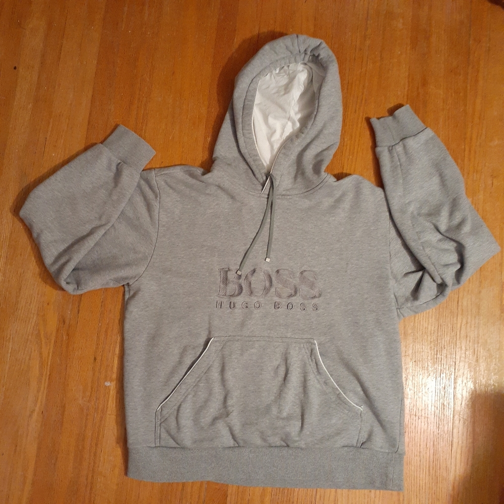 Hugo Boss gray hoodie sweatshirt mens hooded top s m